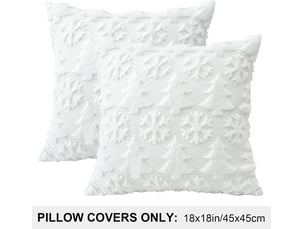 Lot de 2 housses de coussin 45x45cm, coton-polyester – fermeture éclair, pour canapé, lit et chaise-blanc
