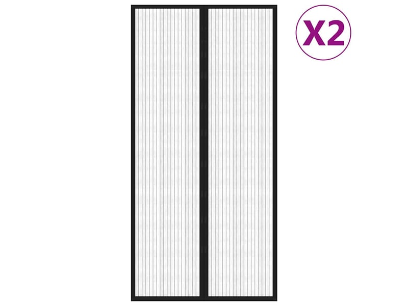 Lot de 2 rideaux de porte anti-insectes, moustiquaires et aimants noir 220x100 cm cf44143 - Conforama A
