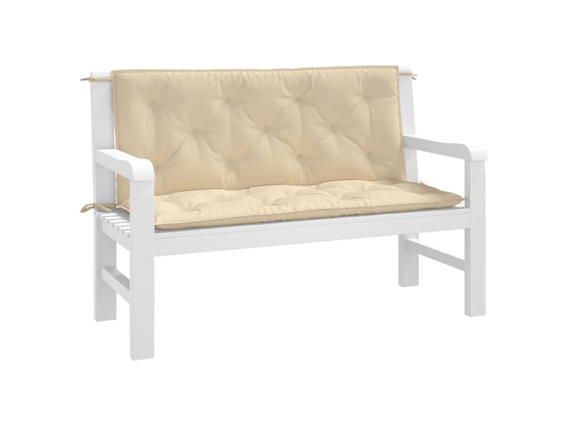  Lot de 2 coussins de banc jardin, coussins d'assise beige 120x50x7 cm tissu oxford cf58714  - Conforama C