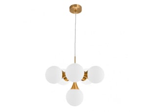 Fabrilamp frey, suspension, moderne, 6 x e14, doré, 43-110 x 44 x 44 cm