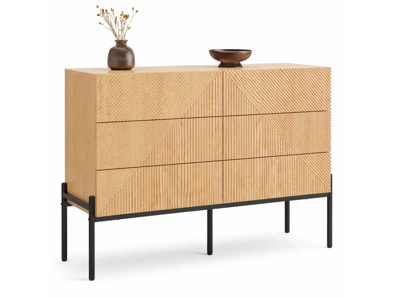  Buffet bas 115,5x38x75 cm à 6 tiroirs coloris naturel  - Conforama A