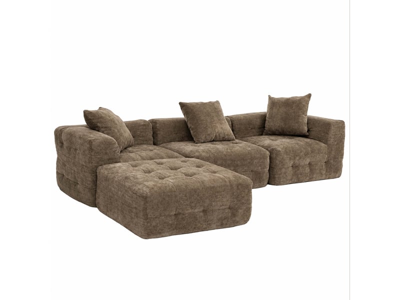  Canapé hwc-r33, canapé 3 places rembourré, canapé lounge, tissu, textile (340 gm²) 270 cm - marron  - Conforama A