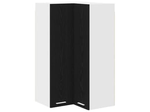 Meuble de rangement cuisine, armoire suspendue chêne noir et blanc 57x57x100cm