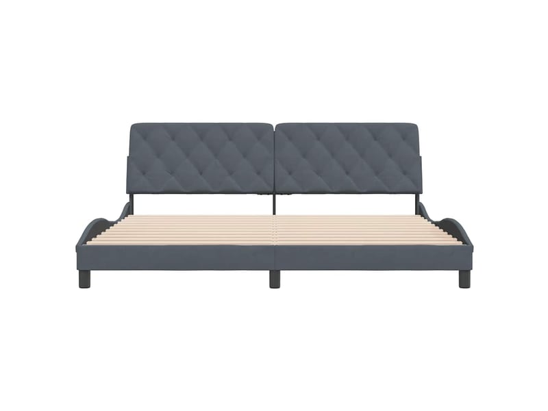 Lit double- lit adulte - cadre de lit sans matelas gris foncé 200x200 cm velours - Conforama D