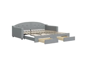 Lit adulte, lit simple, lit de jour avec gigogne et tiroirs sans matelas 100x200cm cf18225