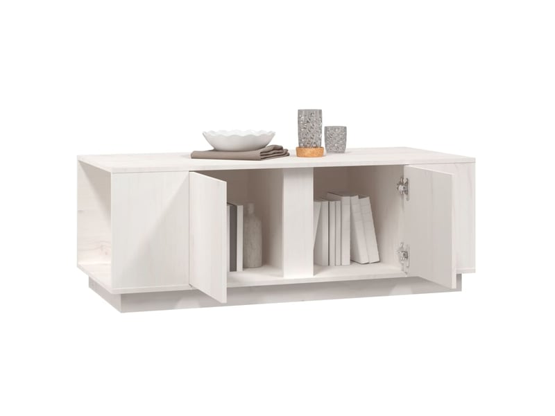  Table basse rectangulaire | table de salon blanc 110x50x40 cm bois massif de pin  - Conforama D