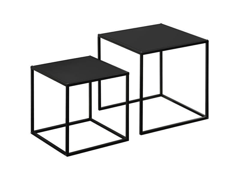  Tables basses gigognes 2 pièces avec structure en acier, design moderne noir, pour salon, utilisation modulable  - Conforama A