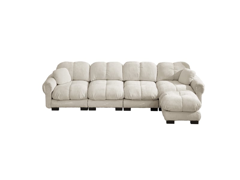 Canapé d'angle 4 places en l modulable avec ottomane mobile 330 x 149 x 90 cm assise matelassée - Conforama A
