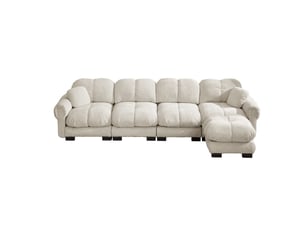 Canapé d'angle 4 places en l modulable avec ottomane mobile 330 x 149 x 90 cm assise matelassée