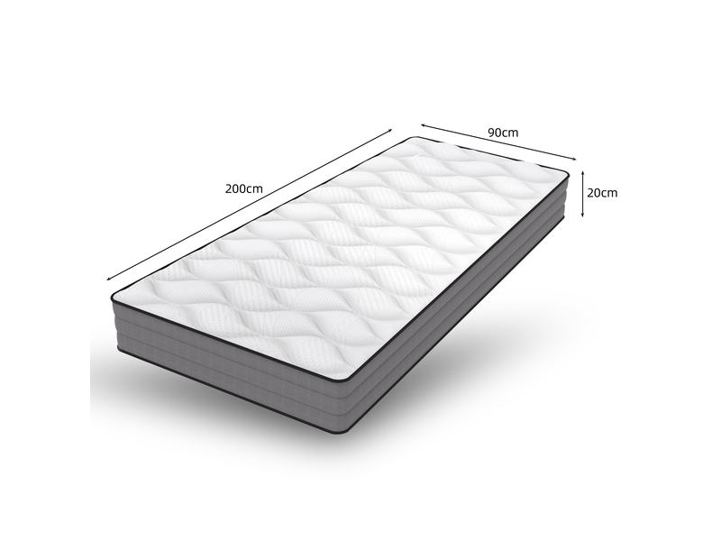  Matelas 90x200 cm à ressorts ensachés et mémoire de forme épaisseur 20 cm – Matelas 7 zones 1000 ressorts ferme H3 coutil Lyocell certifié Oeko-Tex  - Conforama E