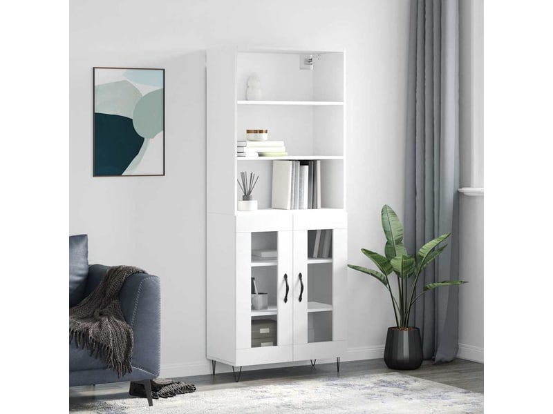  Buffet haut - bahut - meuble de rangement blanc 69,5x34x180 cm bois d'ingénierie  - Conforama B