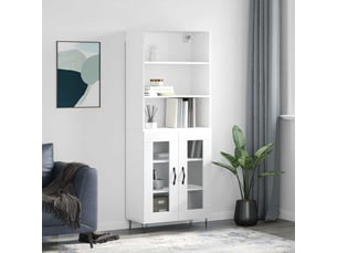 Buffet haut - bahut - meuble de rangement blanc 69,5x34x180 cm bois d'ingénierie