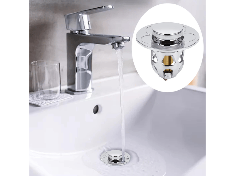 2 bouchons de vidange universels argentés pour lavabo de salle de bain (convient aux trous de 34 à 40 mm) - Conforama C