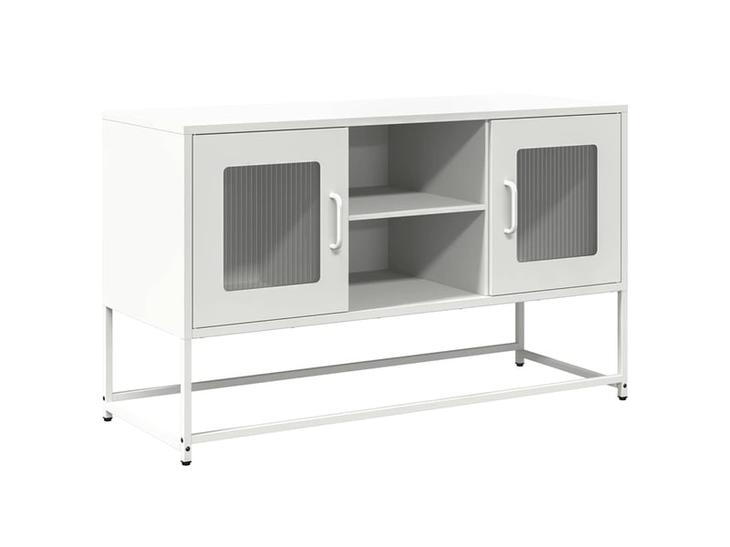  Meuble tv - banc tv - meuble de rangement blanc 100,5x39x60,5 cm acier  - Conforama A