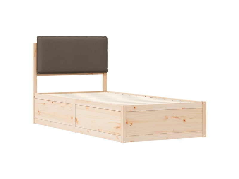  Lit simple- lit adulte -  cadre de lit avec tête de lit rembourrée taupe 90 x 190 cm  - Conforama C