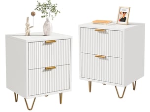 Lot de 2 tables de chevet table de nuit blanc 40 x 40 x 55 cm commode de chevet avec 2 tiroirs, moderne, blanc
