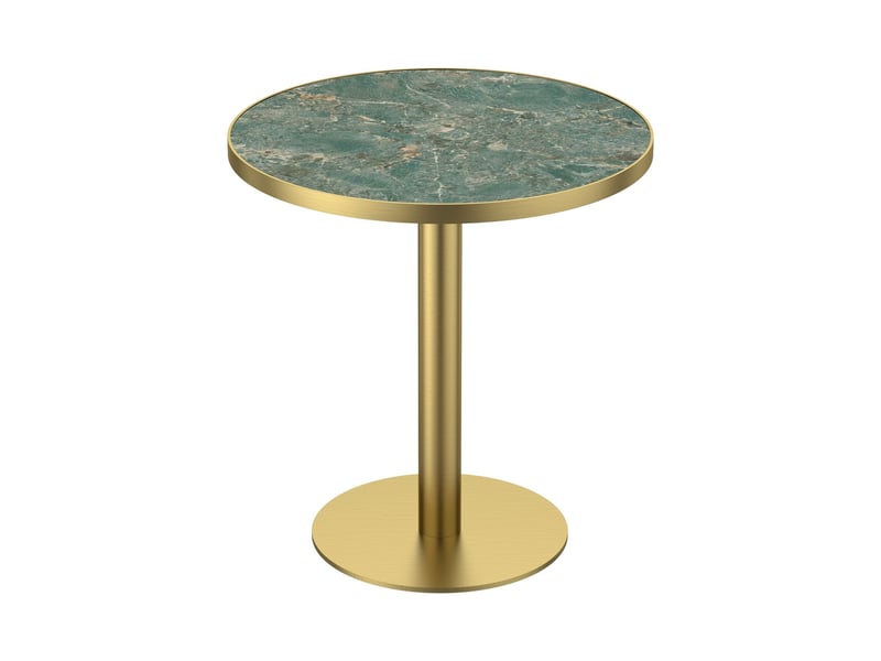 Table à manger 70 cm plateau effet marbre design moderne en pierre frittée résistant aux rayures et à l'abrasion surface déperlante pieds en acier inoxydable usage polyvalent - Conforama A