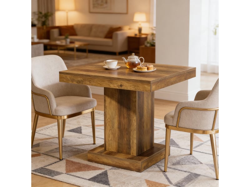  Table à manger carrée,80x80x75 cm,style ferme moderne,mdf,marron  - Conforama B
