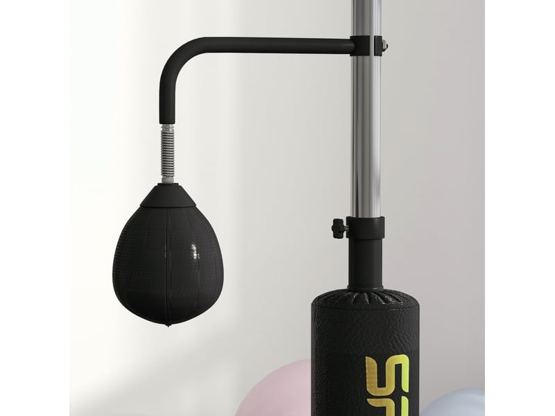  Station de boxe réglable en acier noir avec 2 speedballs et barre rotative, pour entraînement complet à domicile  - Conforama D