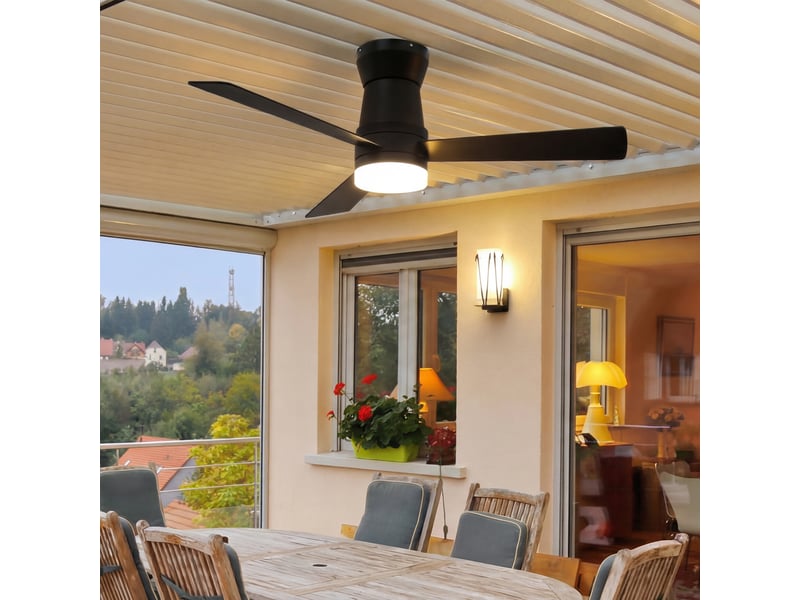  Ventilateur de plafond avec éclairage led, 6 vitesses de ventilation, noir, 42 pouces - 3 pales  - Conforama D