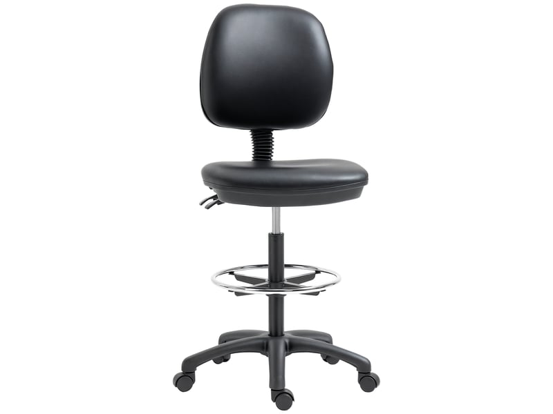 Tabouret à roulettes réglable en hauteur 69-91 cm avec dossier inclinable et repose-pieds réglable - Conforama A