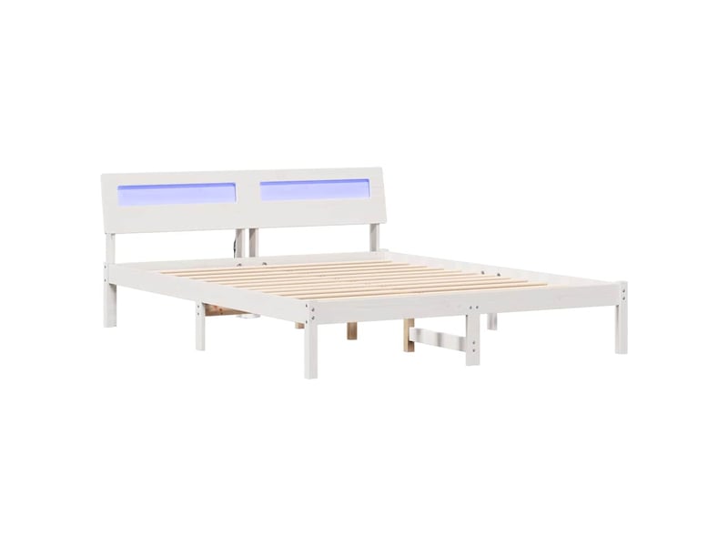  Lit double- lit adulte -  cadre de lit avec tête de lit blanc 150 x 200 cm pin massif  - Conforama A