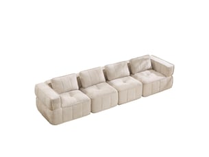 Canapé modulable, canapé 4 places, en tissu, beige, pour salon, pour intérieur, mobilier pour espace de vie