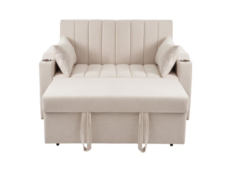  Canapé-lit modenvie 2 places convertible beige 136 x 162 x 84 cm dossier réglable 3 positions  - Conforama A