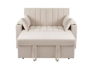 Canapé droit convertible <strong>MODENVIE</strong> <strong></strong> 2 places Polyester beige