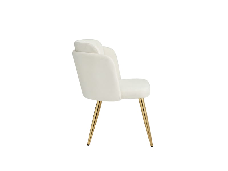 Lot de 6 chaises de salle à manger, moderne, dossier incurvé, assise large, métal doré, blanc - Conforama E