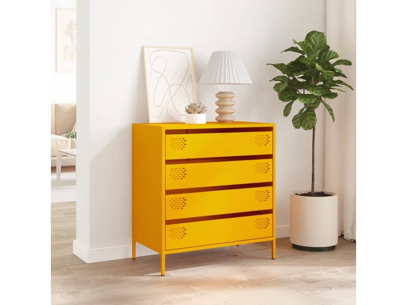  Buffet - bahut - meuble de rangement jaune moutarde 68x39x73,5 cm acier laminé à froid  - Conforama C
