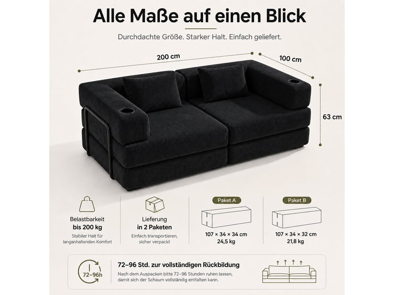 Canapé-lit pliable sans cadre, en tissu velours - Conforama E