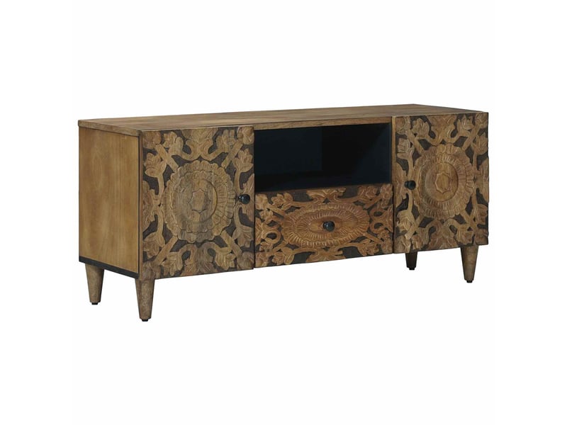  Meuble tv - banc tv - meuble de rangement marron 105 x 33,5 x 46 cm bois de mangue massif  - Conforama B