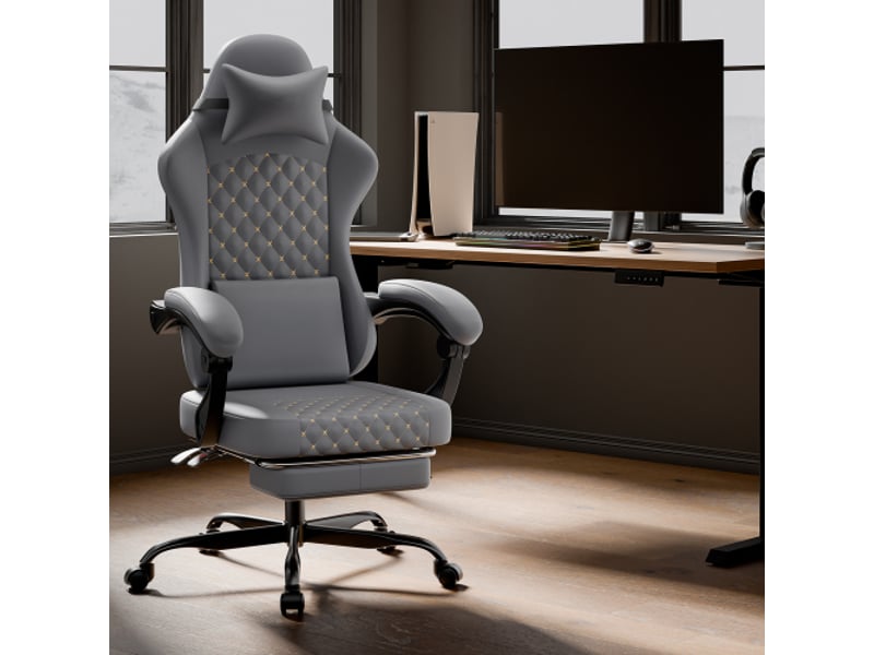  Chaise gaming simili-cuir avec massage et repose-pieds, capacité 150 kg  - Conforama B