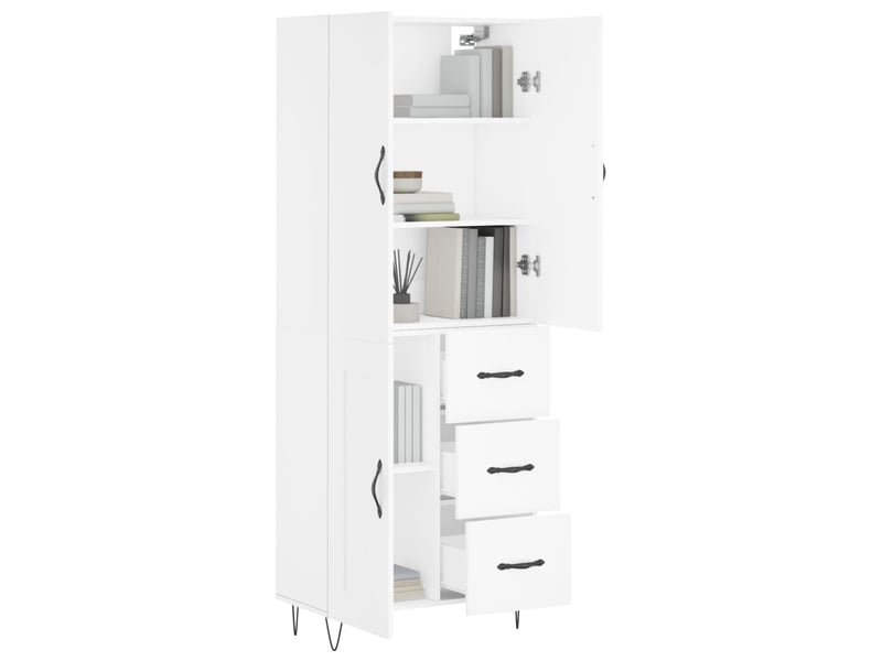  Buffet haut - bahut - meuble de rangement blanc 69,5x34x180 cm bois d'ingénierie  - Conforama C