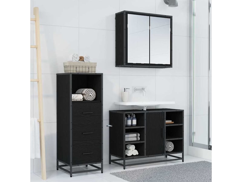 Ensemble de mobilier de salle de bain 3 pc bois ancien cf64273 - Conforama D