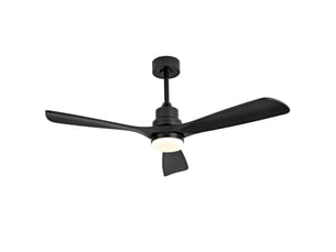 Ventilateur de plafond 132 cm noir en bois et métal, éclairage led réglable, télécommande et 6 vitesses