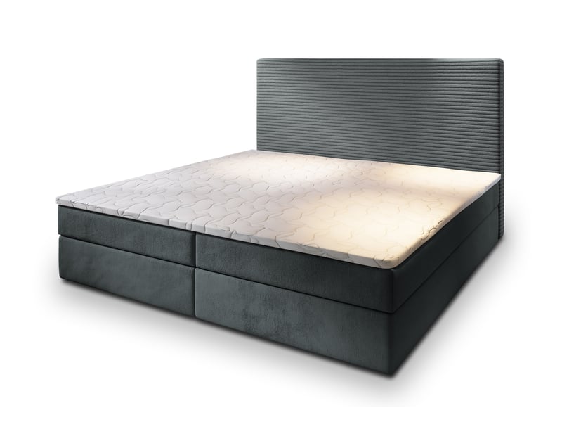  Boxspring giarro 200x200 cm, lit complet avec matelas, gris  - Conforama A