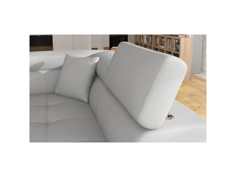 Canapé d'angle convertible menton gris clair et gris foncé – angle droit avec coffre - Conforama E