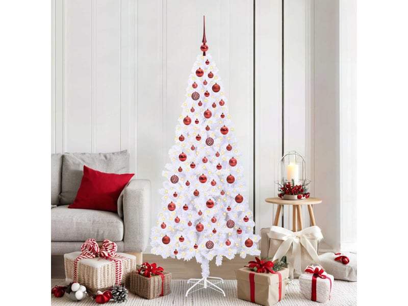  Sapin de noël artificiel, arbre de noël avec 300 led blanc 180 cm pvc et acier shl9378  - Conforama B