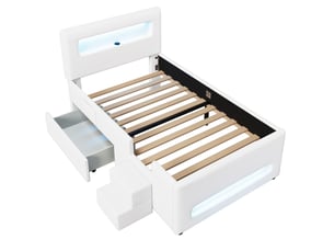 Lit simple 90x200 cm OKWISH coloris blanc