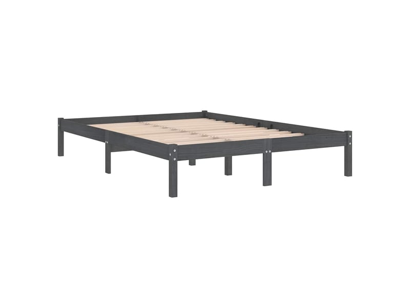  Lit double- lit adulte -  cadre de lit sans matelas gris bois massif 200x200 cm  - Conforama B