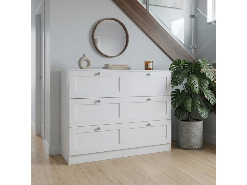  Commode altino 6 tiroirs, chambre, rangement vêtements, meuble, 76,5x100x36cm, blanc 3332187 - Conforama B