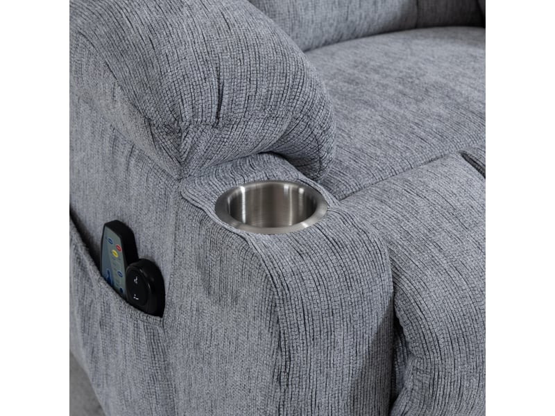  Fauteuil releveur électrique,91x84x106 cm,avec massage chauffant,velours,gris clair  - Conforama E