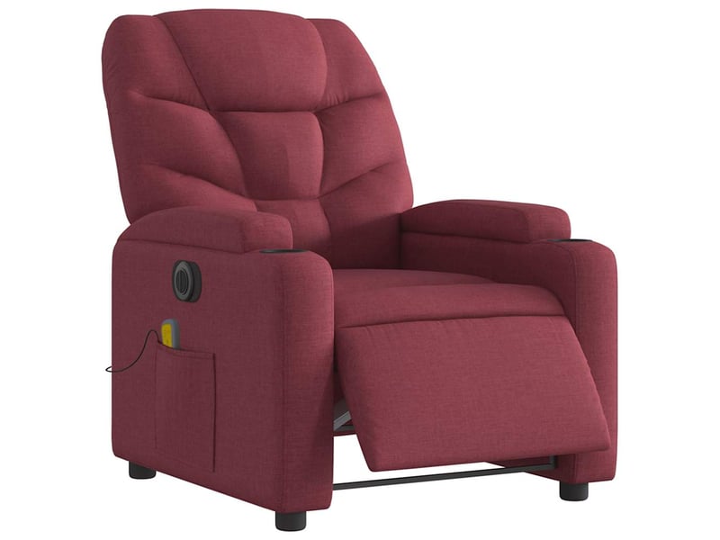  Fauteuil de massage inclinable électrique, fauteuil relax rouge bordeaux tissu shl22438  - Conforama C