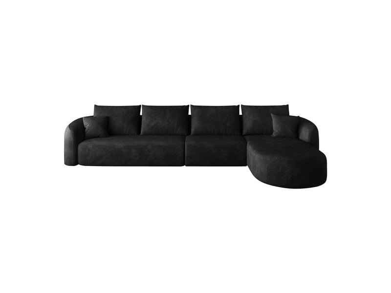  Canapé d’angle droit en l 5 places 336x168x85 cm, modulable sans structure en mousse compressée, sans montage, salon chambre, chenille, noir Sol Morn - Conforama A