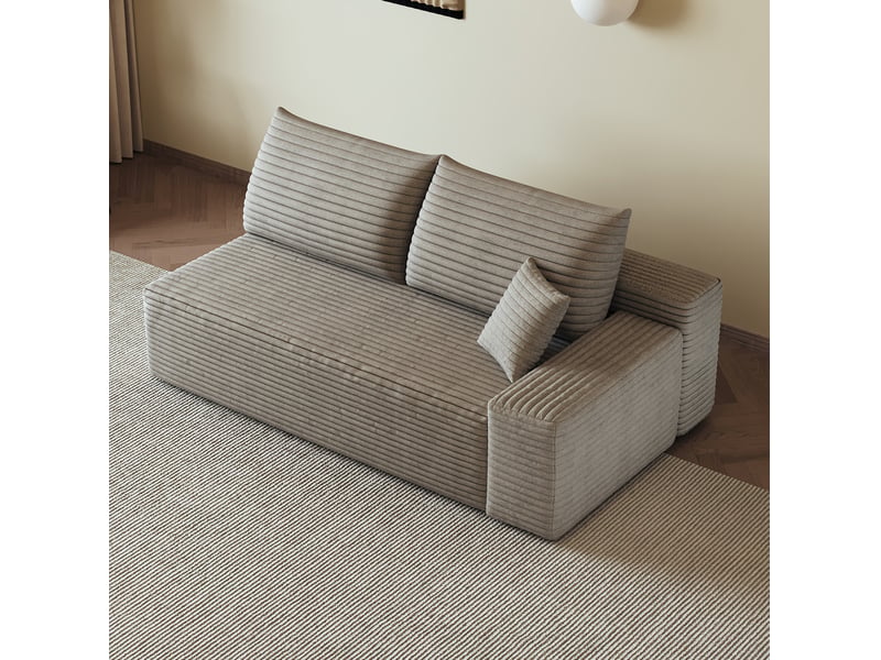  Canapé modulaire 2 places camel en velours côtelé, accoudoir droit  - Conforama C