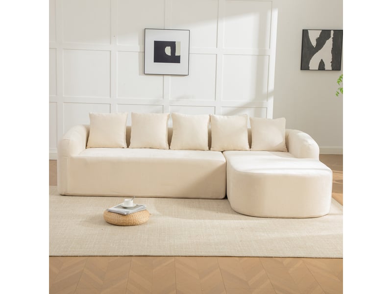 Canapé modulaire en chenille convertible 3 places beige - sans assemblage, base antidérapante - Conforama R