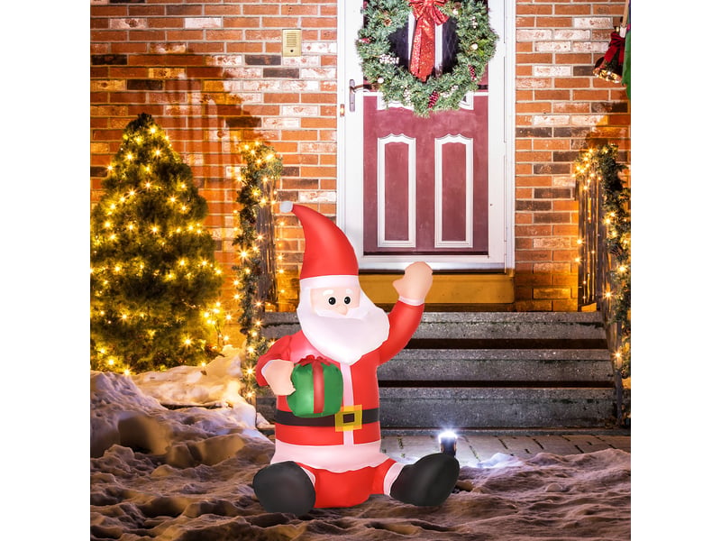  Père noël gonflable de 1,2 m avec cadeau, décoration de noël illuminée, gonfleur pour intérieur et extérieur  - Conforama D