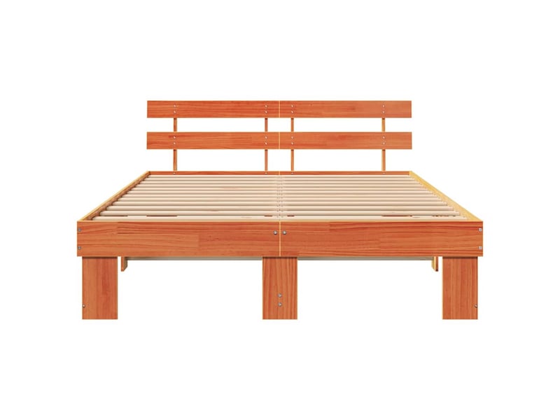  Lit double- lit adulte -  cadre de lit avec tête de lit brun  150 x 200 cm pin massif  - Conforama D